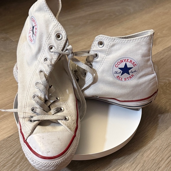 Converse High-Top Sneakers in White and Red - Picture 7 of 17